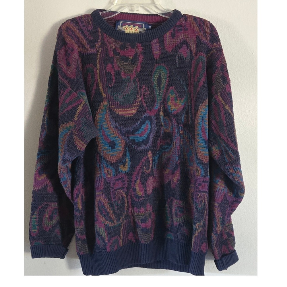 Vintage Chaps Ralph Lauren Paisley Sweater Y2K Mens Medium Oversize Cotton USA